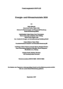 Bild der Titelseite der Publikation: Energie- und Klimaschutzziele 2030