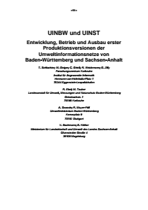 Bild der Titelseite der Publikation: UINBW und UINST - Entwicklung, Betrieb und Ausbau erster Produktionsversionen der Umweltinformationsnetze von Baden-Württemberg und Sachsen-Anhalt