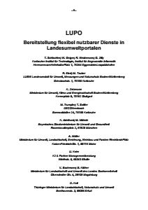 Bild der Titelseite der Publikation: LUPO - Bereitstellung flexibel nutzbarer Dienste in Landesumweltportalen
