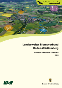 Bild der Titelseite der Publikation: Landesweiter Biotopverbund Baden-Württemberg (Methodik Offenland 2020)