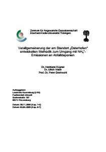 Bild der Titelseite der Publikation: Verallgemeinerung der am Standort Osterhofen entwickelten Methodik zum Umgang mit Ammonium-Emissionen an Abfalldeponien