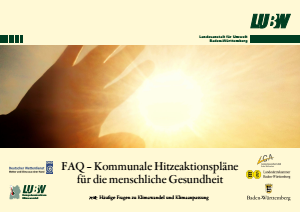 Bild der Titelseite der Publikation: FAQ – Kommunale Hitzeaktionspläne für die menschliche Gesundheit