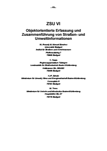 Bild der Titelseite der Publikation: ZSU VI - Objektorientierte Erfassung und Zusammenführung von Straßen- und Umweltinformationen